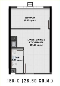 1-Bedroom Units 26,60 m²